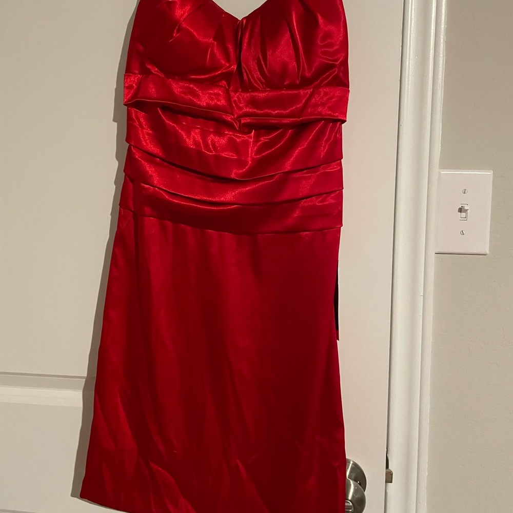 Red satin dress